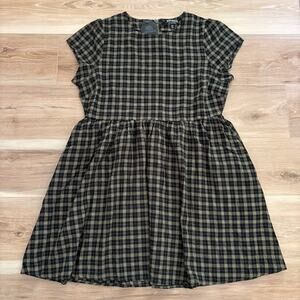 Disturbia Terra Mini Smock Dress Olive US10